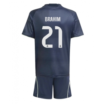 Billige Fotballdrakt Real Madrid Brahim Diaz #21 Replika Bortedraktsett Barn 2025-26 Kortermet (med bukser)